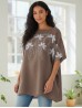 Stitched Flower Design Fashion Flowy Top